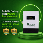 Lento 1.1KVA 12.8V Lithium Battery Inverter for Home | Up to 3Hr 15Min Power Backup @400W | Pure Sine Wave UPS | Inbuilt LiFePO4 Battery | Wall Mount Design | LCD Display