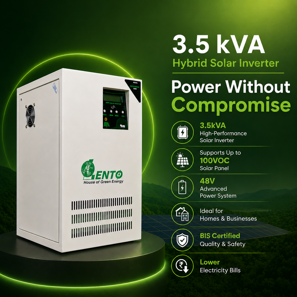 Lento 3.5KVA 48V Solar Hybrid Inverter with MPPT | Pure Sine Wave Solar UPS | Supports Lithium, Tubular, SMF & Gel Batteries | Solar Inverter for Home & Office | Silent Operation | Industrial Grade