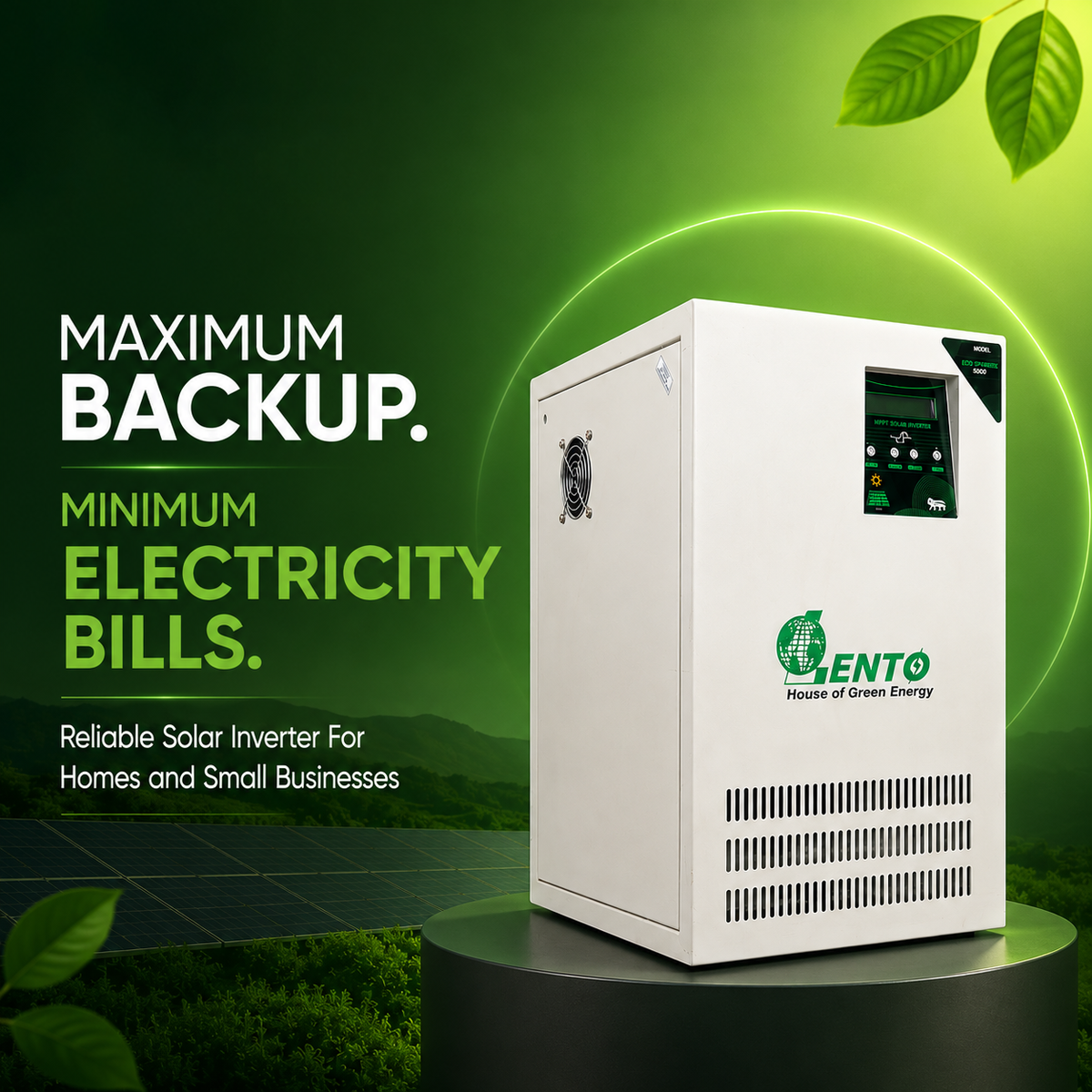 Lento 3.5KVA 48V Solar Hybrid Inverter with MPPT | Pure Sine Wave Solar UPS | Supports Lithium, Tubular, SMF & Gel Batteries | Solar Inverter for Home & Office | Silent Operation | Industrial Grade