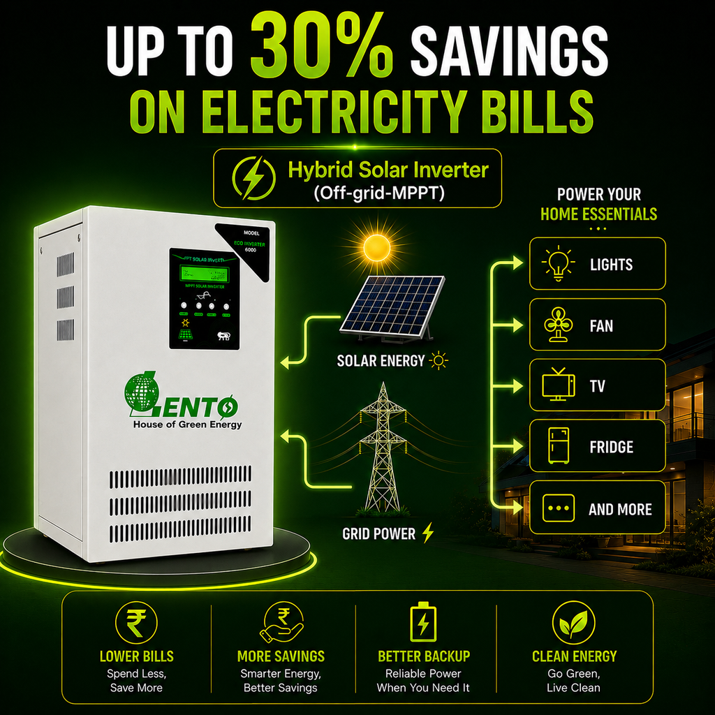 Lento 3.5KVA 48V Solar Hybrid Inverter with MPPT | Pure Sine Wave Solar UPS | Supports Lithium, Tubular, SMF & Gel Batteries | Solar Inverter for Home & Office | Silent Operation | Industrial Grade