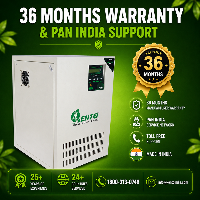 Lento Solar Hybrid Inverter (PCU) with MPPT | Pure Sine Wave Solar UPS | Supports Lithium, Tubular, SMF & Gel Batteries | Silent Operation | Industrial Grade (5KVA & 48V)