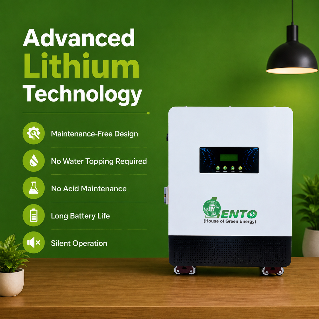 Lento 2.1KVA 25.6V Lithium Battery Inverter UPS | Inbuilt LiFePO4 Battery | Up to 6Hr 15Min Backup @400W | Pure Sine Wave Output | LCD Display | Portable Wheel Base | Fast Charging