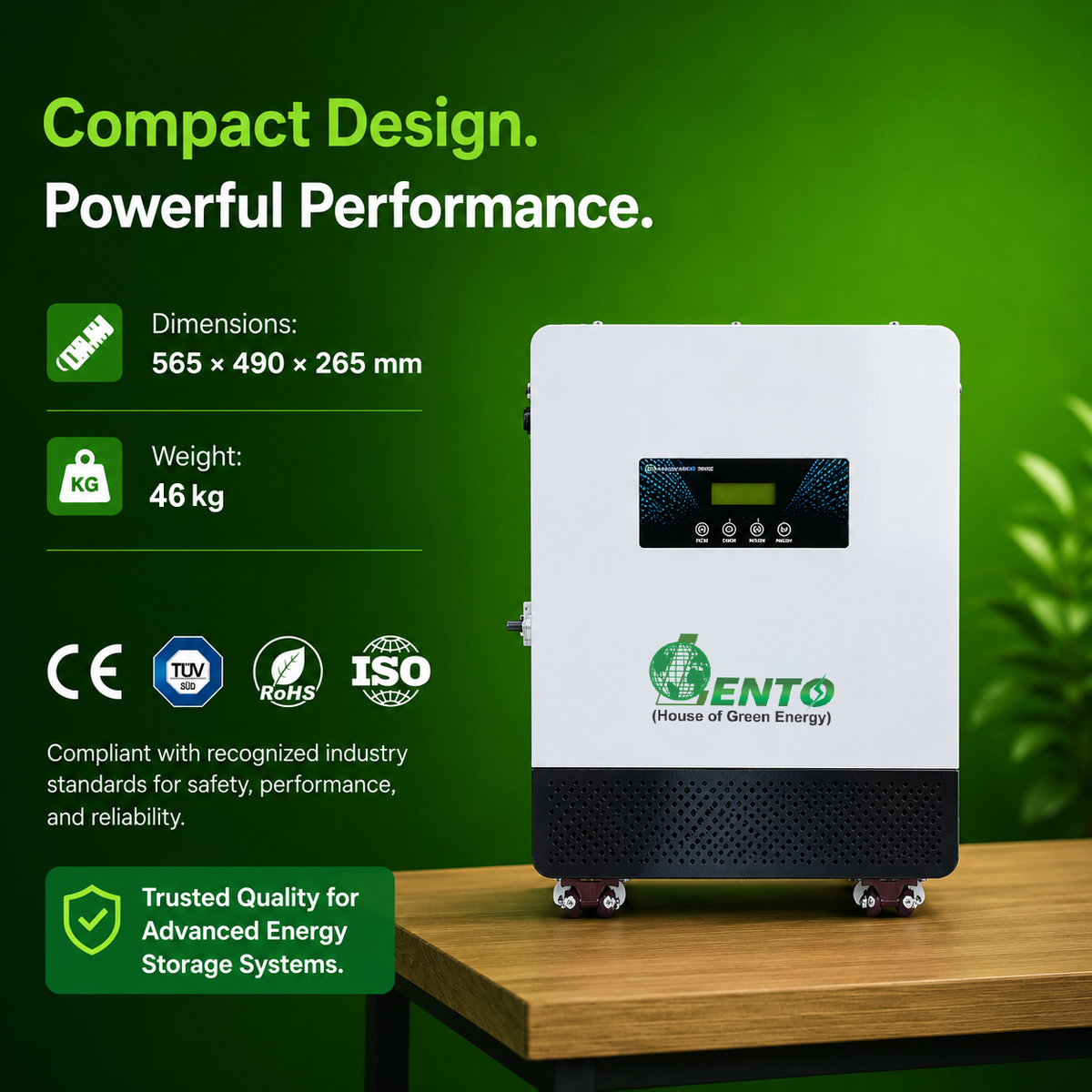 Lento 2.1KVA 25.6V Lithium Battery Inverter UPS | Inbuilt LiFePO4 Battery | Up to 6Hr 15Min Backup @400W | Pure Sine Wave Output | LCD Display | Portable Wheel Base | Fast Charging