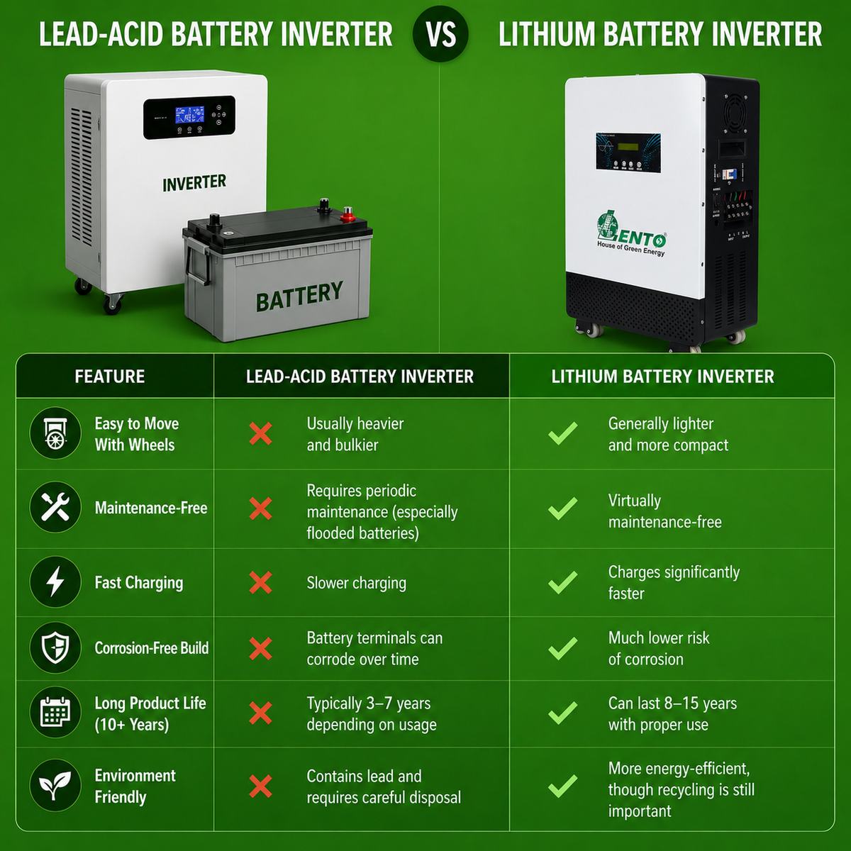 Lento 2.1KVA 25.6V Lithium Battery Inverter UPS | Inbuilt LiFePO4 Battery | Up to 6Hr 15Min Backup @400W | Pure Sine Wave Output | LCD Display | Portable Wheel Base | Fast Charging