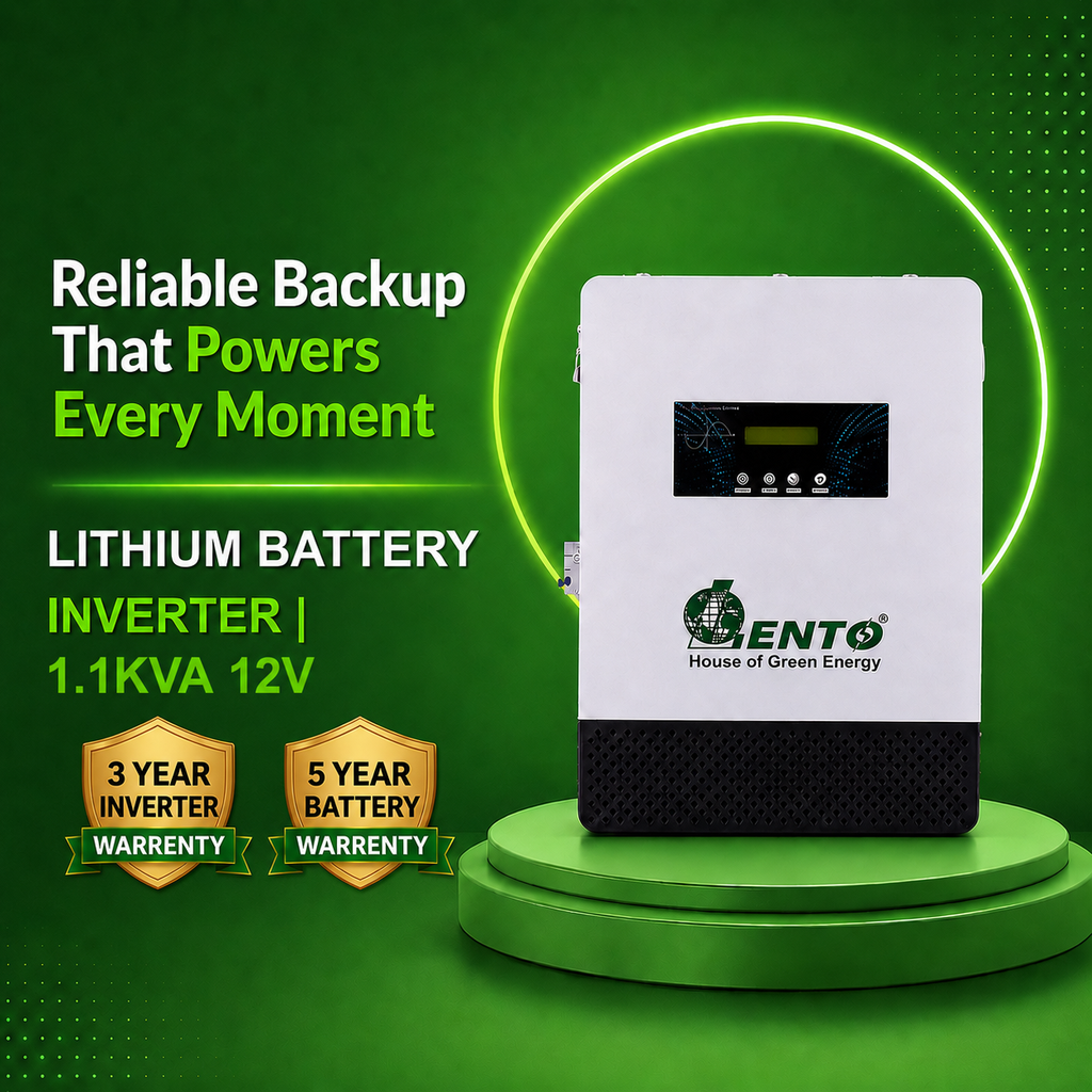 1100 VA 12.8V Lithium Battery Solar Inverter | Pure Sine Wave Hybrid UPS | Inbuilt LiFePO4 Battery | PWM Solar Controller | Wall Mount Home UPS