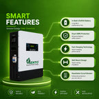 Lento 1100VA Hybrid Solar Inverter with Inbuilt 12.8V Lithium Battery | MPPT Solar Charger | Pure Sine Wave Output | Up to 1100W Solar Support | Fast Charging | Wall Mount Design | Made in India