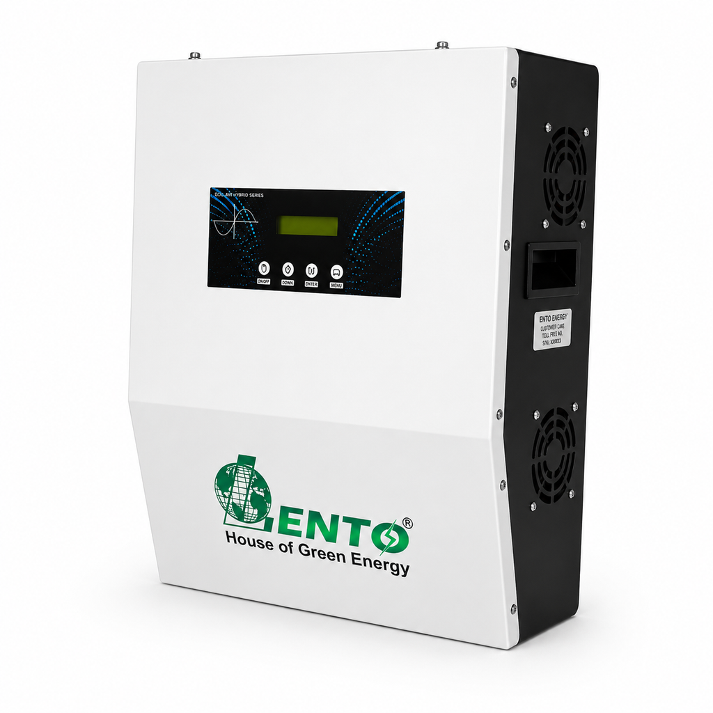 Lento 1.1KVA 12V Solar Hybrid Inverter with MPPT | Pure Sine Wave Solar UPS for Home | Compatible with Lithium, Tubular, SMF & Gel Batteries | Wall-Mount Design | Reliable Off-Grid Power Backup