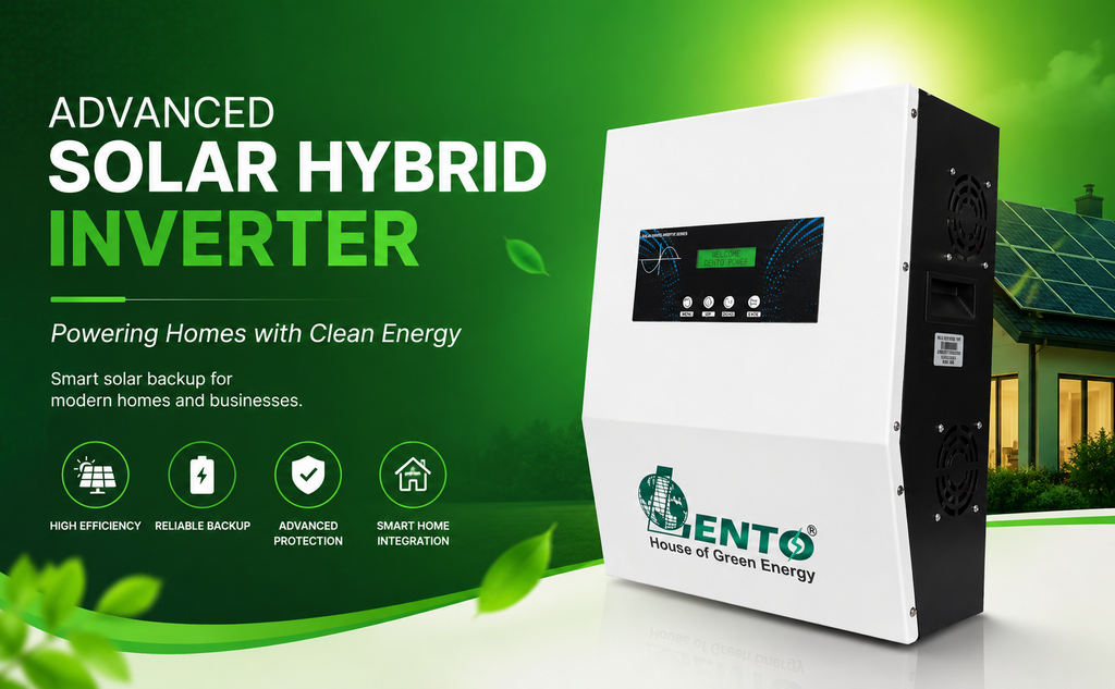 Lento 1.1KVA 12V Solar Hybrid Inverter with MPPT | Pure Sine Wave Solar UPS for Home | Compatible with Lithium, Tubular, SMF & Gel Batteries | Wall-Mount Design | Reliable Off-Grid Power Backup